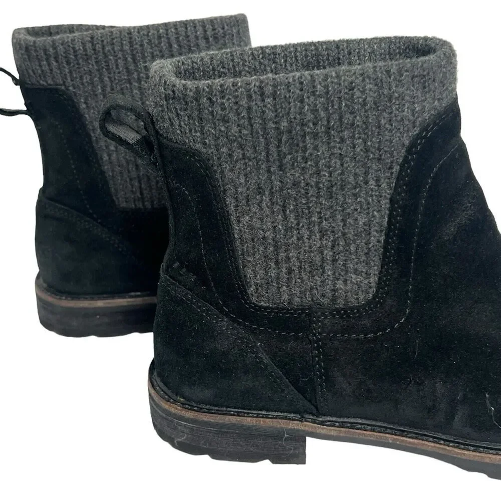 LL Bean Black East Point Waterproof Suede Chelsea Ankle Boots Size 9